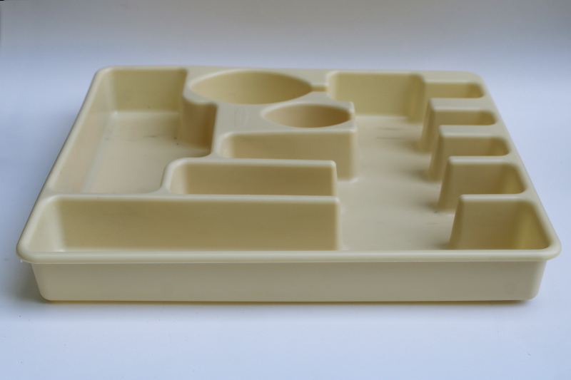 photo of vintage almond plastic Rubbermaid cutlery tray, kitchen drawer organizer for silverware flatware  #5