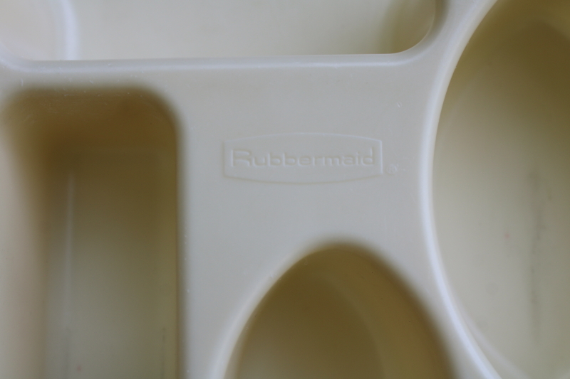 photo of vintage almond plastic Rubbermaid cutlery tray, kitchen drawer organizer for silverware flatware  #6
