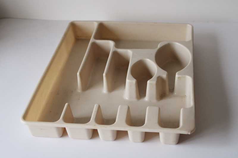 photo of vintage almond plastic Rubbermaid silverware tray cutlery flatware kitchen drawer organizer  #1