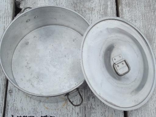 photo of vintage aluminum backpacker's camping cookware, pan w/ lid, travel cups #8