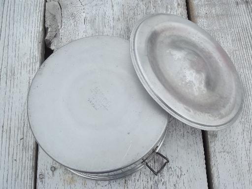 photo of vintage aluminum backpacker's camping cookware, pan w/ lid, travel cups #9