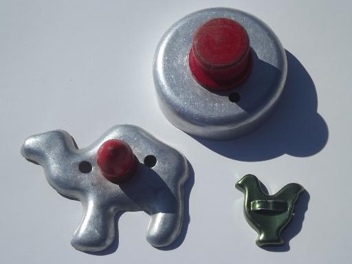 photo of vintage aluminum cookie cutters, biscuit cutters & individual jello molds #3