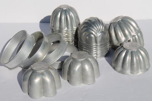 photo of vintage aluminum jello mold lot, individual molds for gelatin salads #1