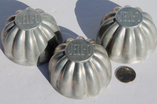 photo of vintage aluminum jello mold lot, individual molds for gelatin salads #3