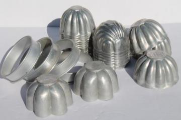 catalog photo of vintage aluminum jello mold lot, individual molds for gelatin salads