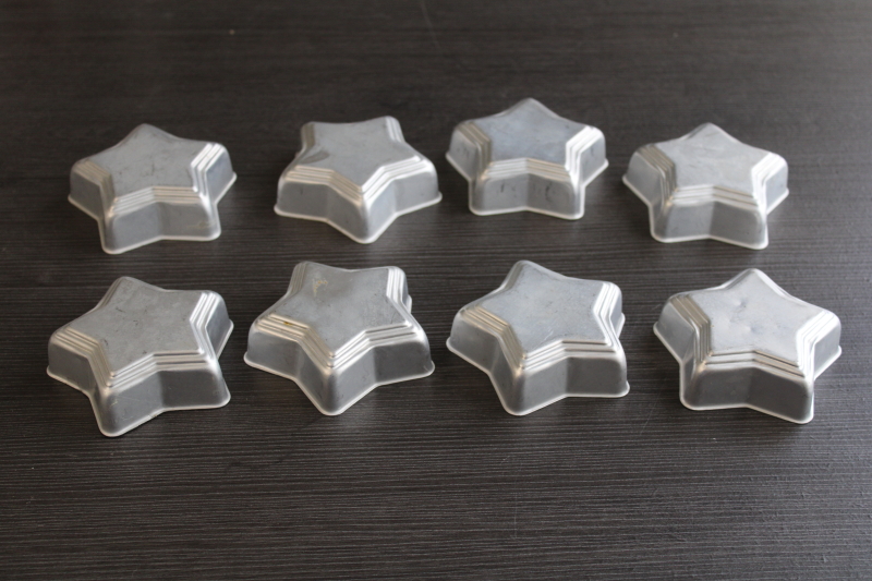 photo of vintage aluminum jello molds, star shaped mini mold set of 8  #1