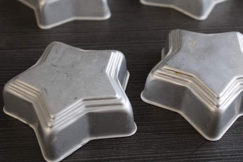 photo of vintage aluminum jello molds, star shaped mini mold set of 8  #2