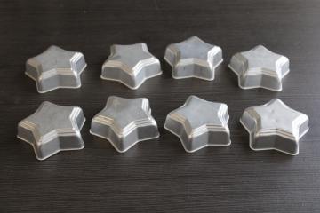 vintage aluminum jello molds, star shaped mini mold set of 8 