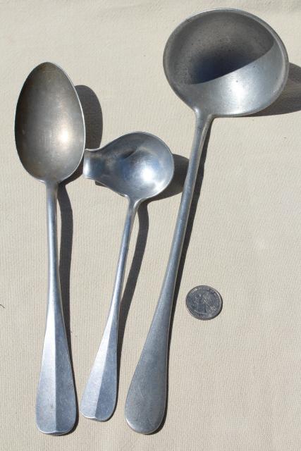 photo of vintage aluminum ladles & long handled spoon, Wagner Ware soup ladle etc. #2