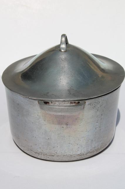 photo of vintage aluminum oval roaster dutch oven, big roasting pan for camp cookware #5