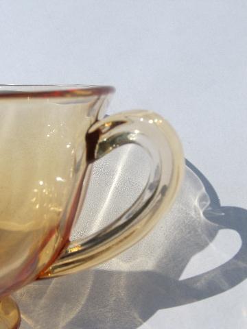 photo of vintage amber Fostoria Fairfax depression glass cups and saucers #4