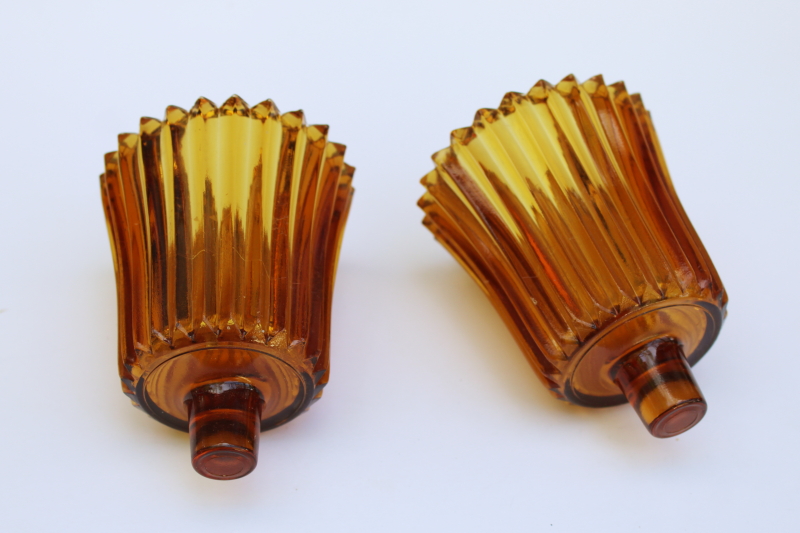 photo of vintage amber Homco flic a lite prismatic glass flicker peg candle holder glimmer lights for votive candles  #1