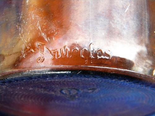 photo of vintage amber glass Duraglas medicine/druggist jar w/old zinc mason jar lid #3