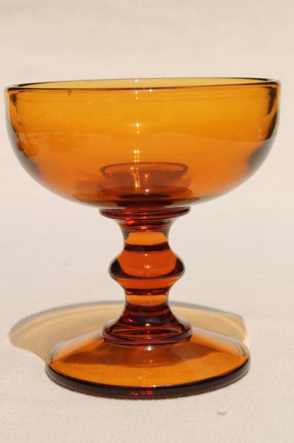 photo of vintage amber glass champagne or cocktail glasses, 60s 70s retro Hoffman House stemware #2