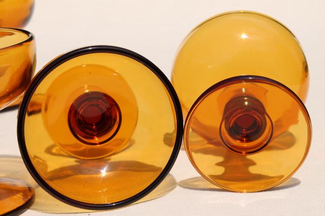 photo of vintage amber glass champagne or cocktail glasses, 60s 70s retro Hoffman House stemware #4