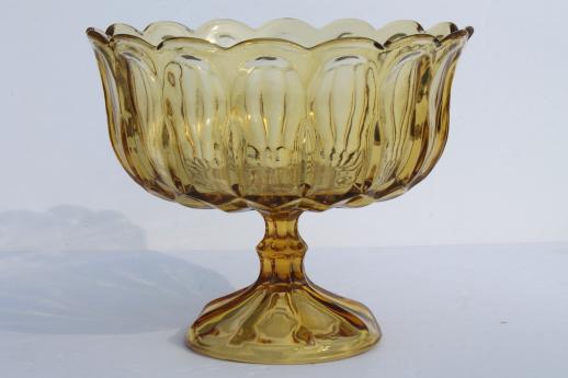 photo of vintage amber glass compote bowl / pedestal fruit dish, Fairfield Anchor Hocking #1