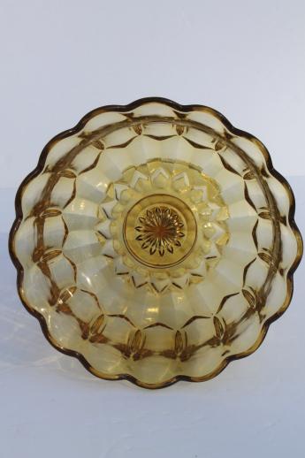 photo of vintage amber glass compote bowl / pedestal fruit dish, Fairfield Anchor Hocking #3