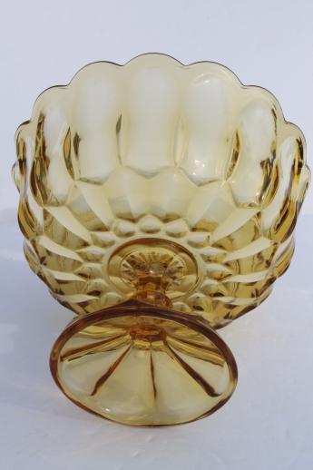 photo of vintage amber glass compote bowl / pedestal fruit dish, Fairfield Anchor Hocking #4