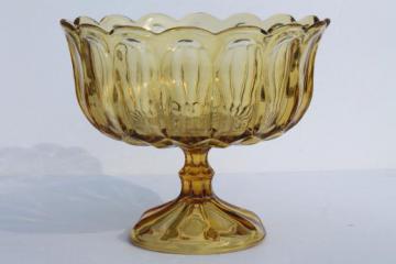 catalog photo of vintage amber glass compote bowl / pedestal fruit dish, Fairfield Anchor Hocking