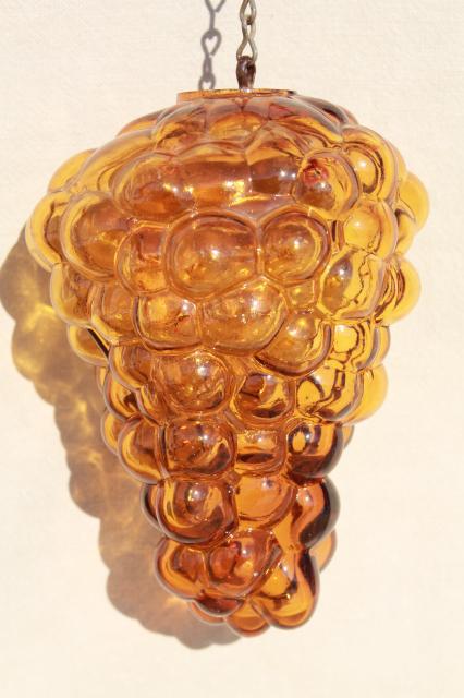 photo of vintage amber glass grapes, figural bottle hanging sun catcher ornament #2