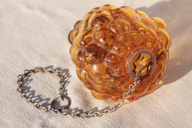 photo of vintage amber glass grapes, figural bottle hanging sun catcher ornament #3