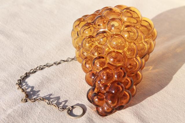 photo of vintage amber glass grapes, figural bottle hanging sun catcher ornament #5