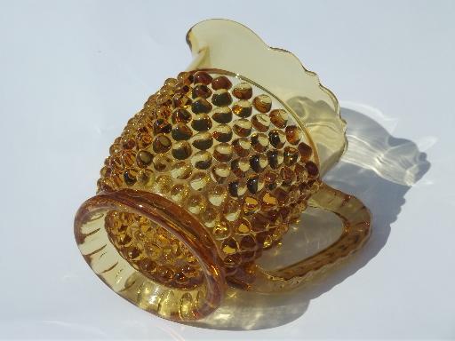 photo of vintage amber glass hobnail pattern milk pitcher or large creamer #2