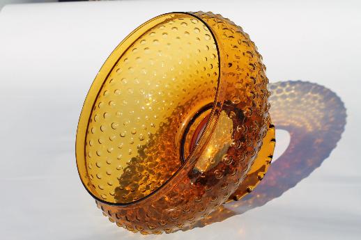 photo of vintage amber glass hobnail pattern shade, replacement lamp shade for large lamp or hanging light #3