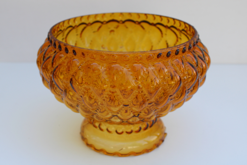 photo of vintage amber glass lampshade, quilted diamond pattern shade for small table lamp or a hanging light  #2