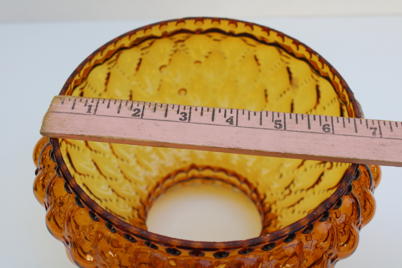 photo of vintage amber glass lampshade, quilted diamond pattern shade for small table lamp or a hanging light  #3