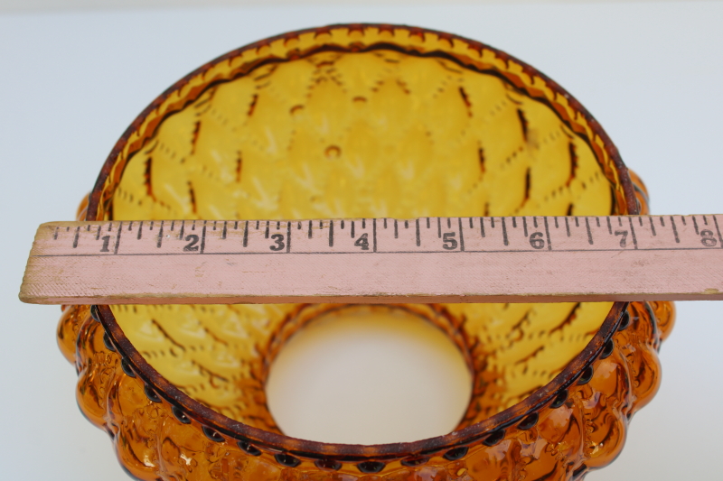 photo of vintage amber glass lampshade, quilted diamond pattern shade for small table lamp or a hanging light  #4