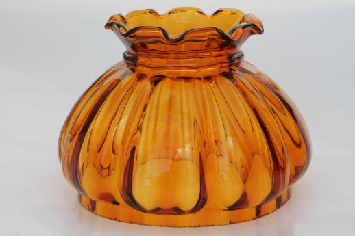 photo of vintage amber glass lampshades, replacement shades for student lamp or hanging light #2