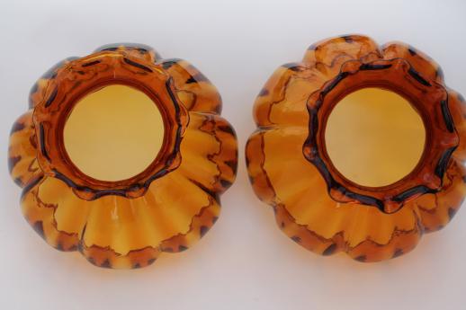 photo of vintage amber glass lampshades, replacement shades for student lamp or hanging light #5