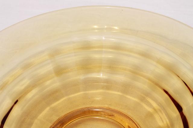 photo of vintage amber glass large console bowl, block optic pattern depression glass #4