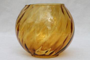 catalog photo of vintage amber glass light shade globe, hand blown glass replacement lamp shade