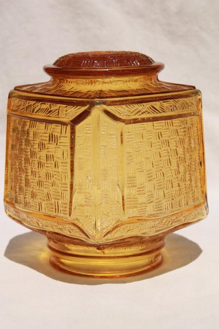 photo of vintage amber glass light shade globe, square chinese lantern shape lampshade #1