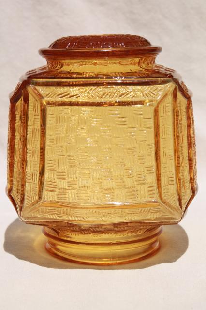 photo of vintage amber glass light shade globe, square chinese lantern shape lampshade #2