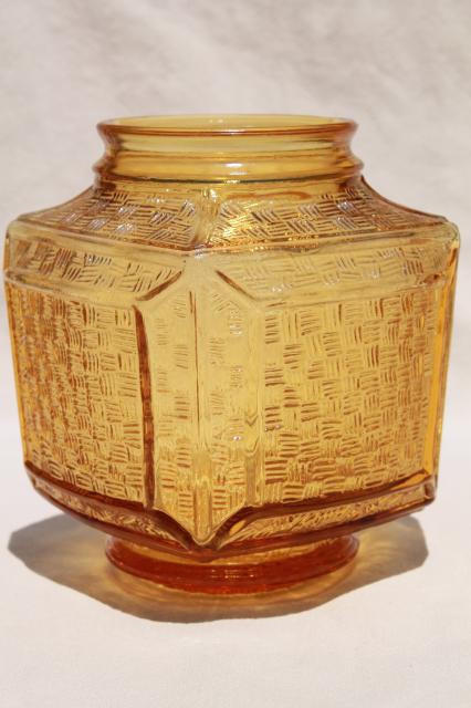 photo of vintage amber glass light shade globe, square chinese lantern shape lampshade #3