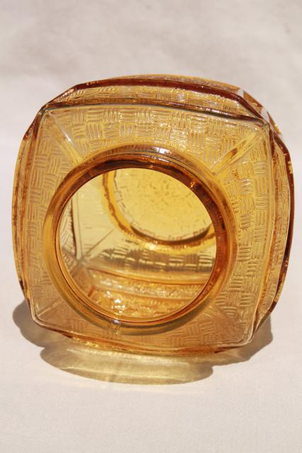 photo of vintage amber glass light shade globe, square chinese lantern shape lampshade #7