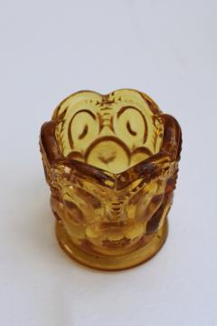 catalog photo of vintage amber glass moon and stars pattern toothpick holder LG Wright or LE Smith?