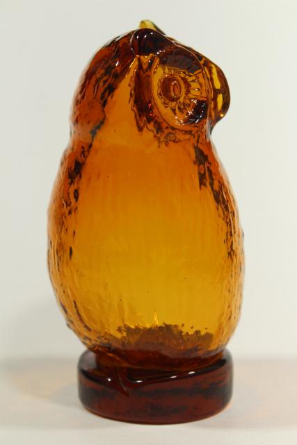 photo of vintage amber glass owl, Viking glass paperweight figurine, 70s retro! #5