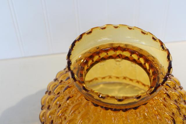 photo of vintage amber glass quilted lampshade, replacement student lamp desk light shade #2