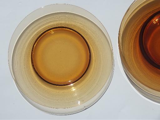 photo of vintage amber glass salad plates set, topaz colored elegant glass #3