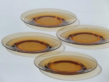 catalog photo of vintage amber glass salad plates set, topaz colored elegant glass
