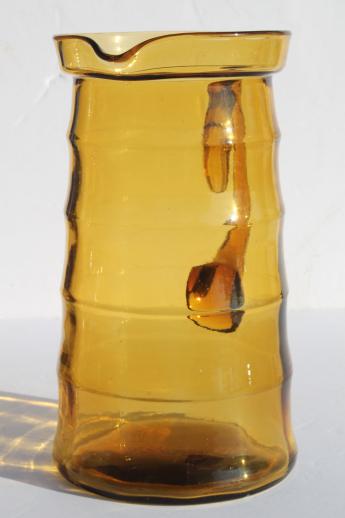 photo of vintage amber glass sangria pitcher, 'saturn' ring band pattern glas #2