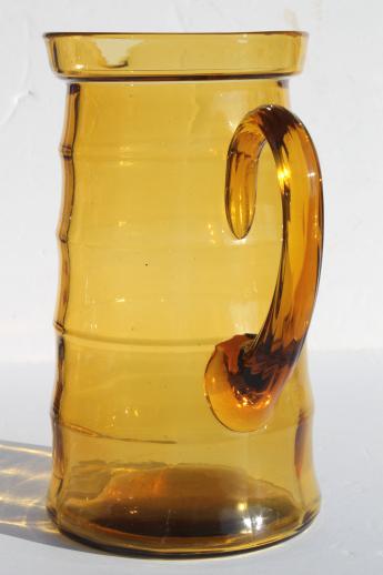 photo of vintage amber glass sangria pitcher, 'saturn' ring band pattern glas #4