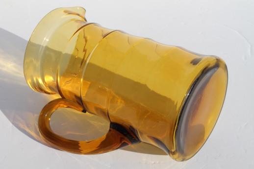 photo of vintage amber glass sangria pitcher, 'saturn' ring band pattern glas #6