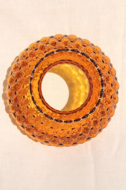 photo of vintage amber glass shade, diamond quilt quilted glass lampshade for student lamp #4