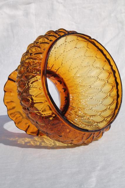photo of vintage amber glass shade, diamond quilt quilted glass lampshade for student lamp #3
