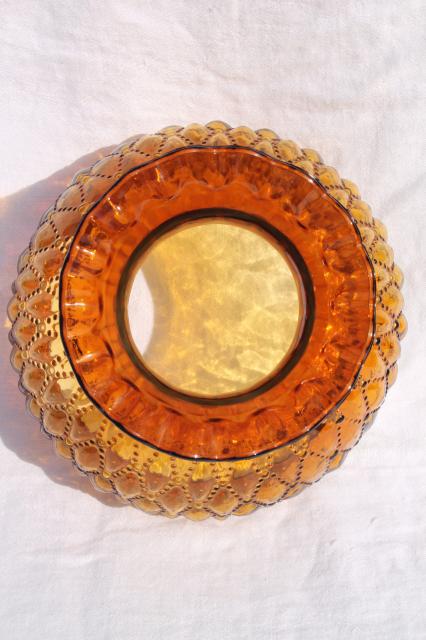 photo of vintage amber glass shade, diamond quilt quilted glass lampshade for student lamp #4